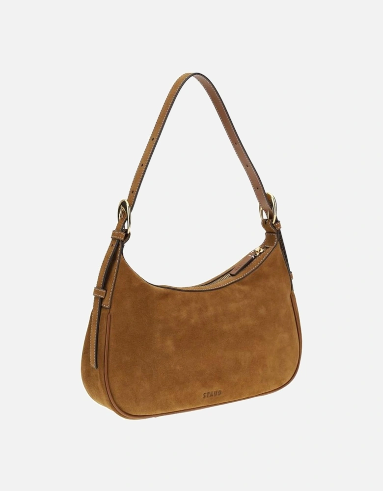 Suede Pine Shoulder Bag with Adjustable Strap Women - Beige