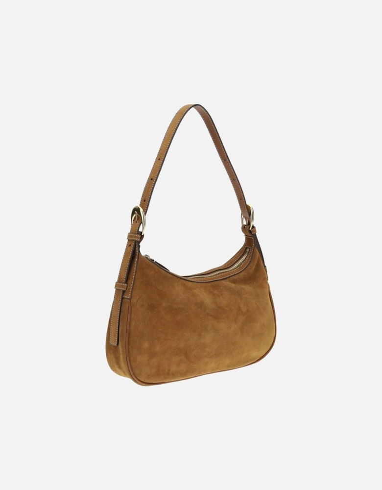 Suede Pine Shoulder Bag with Adjustable Strap Women - Beige