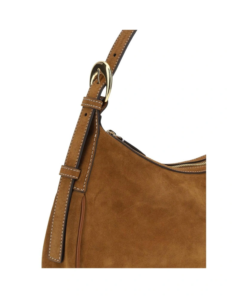 Suede Pine Shoulder Bag with Adjustable Strap Women - Beige