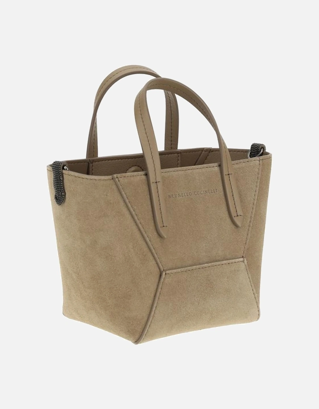 Suede Leather Shoulder Bag with Monogram Women - Beige