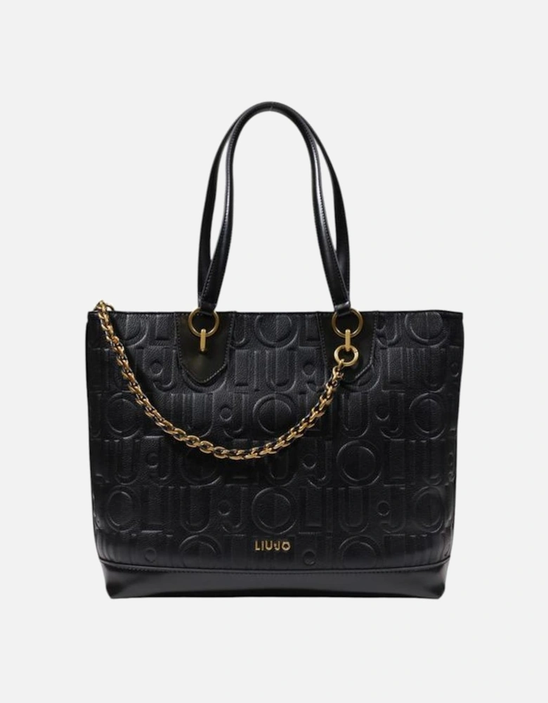 Elegant Polyurethane Large Tote Bag Women - Black Handbags