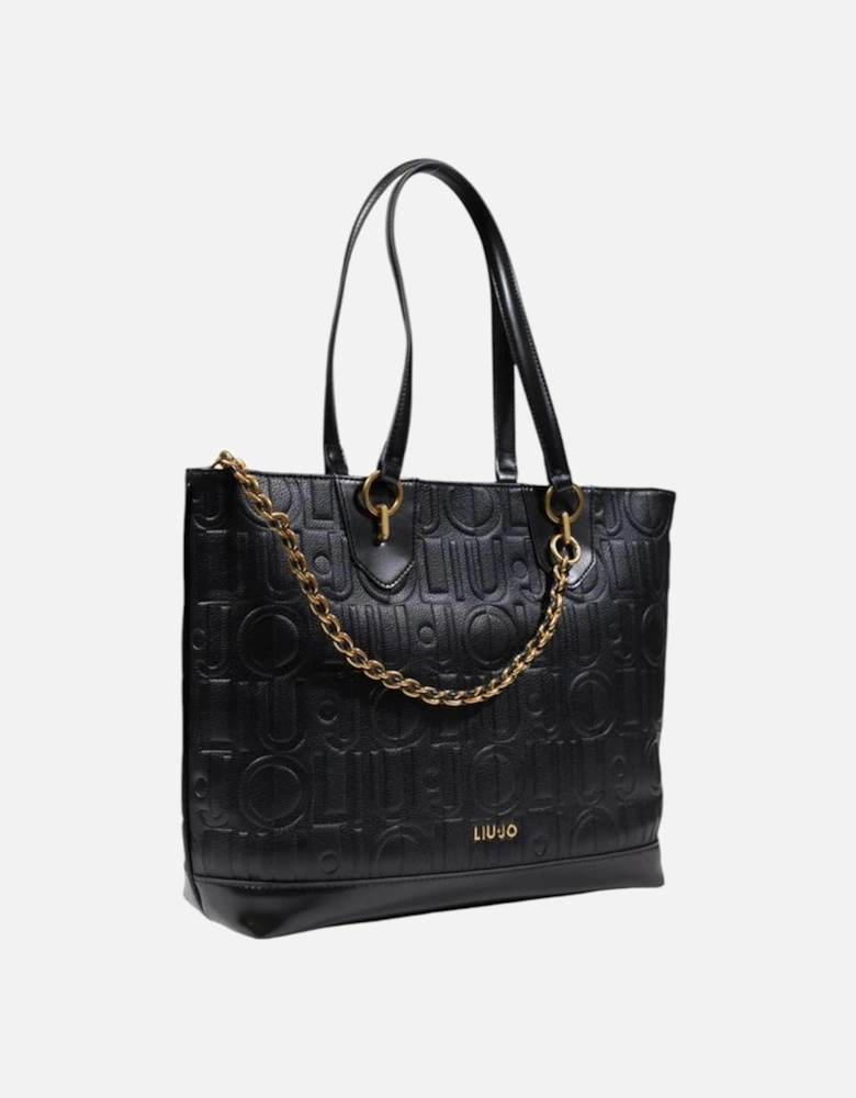 Elegant Polyurethane Large Tote Bag Women - Black Handbags