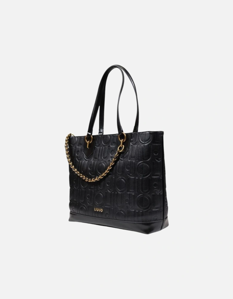 Elegant Polyurethane Large Tote Bag Women - Black Handbags