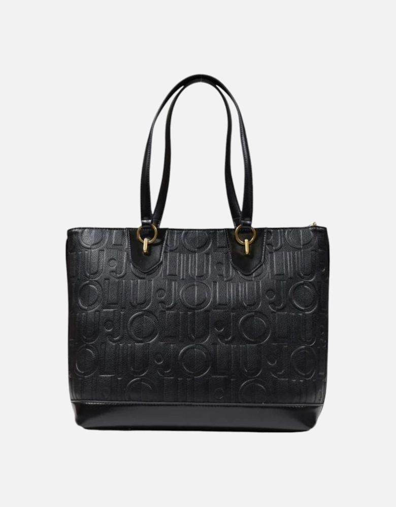 Elegant Polyurethane Large Tote Bag Women - Black Handbags