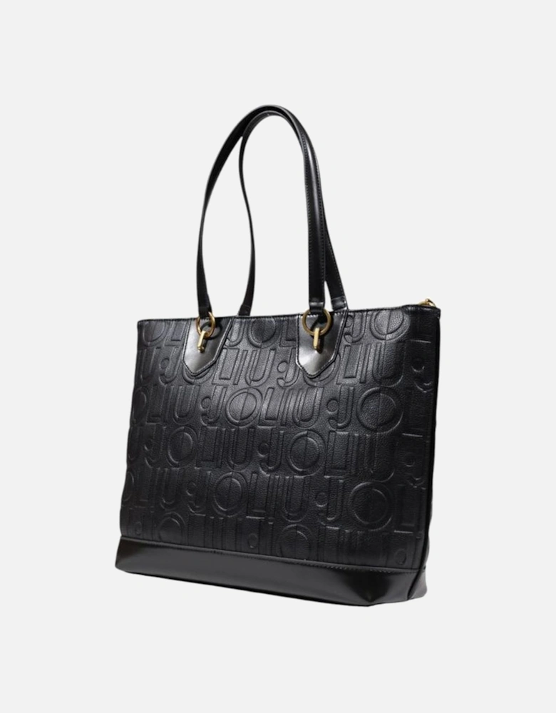 Elegant Polyurethane Large Tote Bag Women - Black Handbags