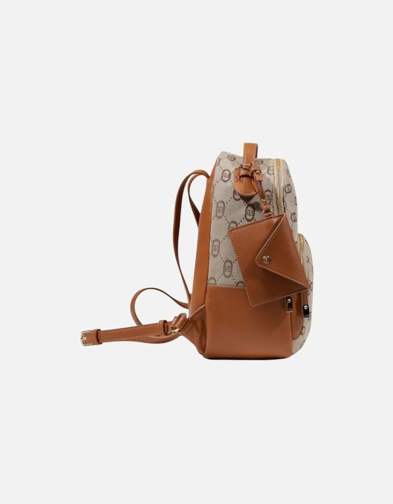 Womens Polyester Blend Backpack - Beige
