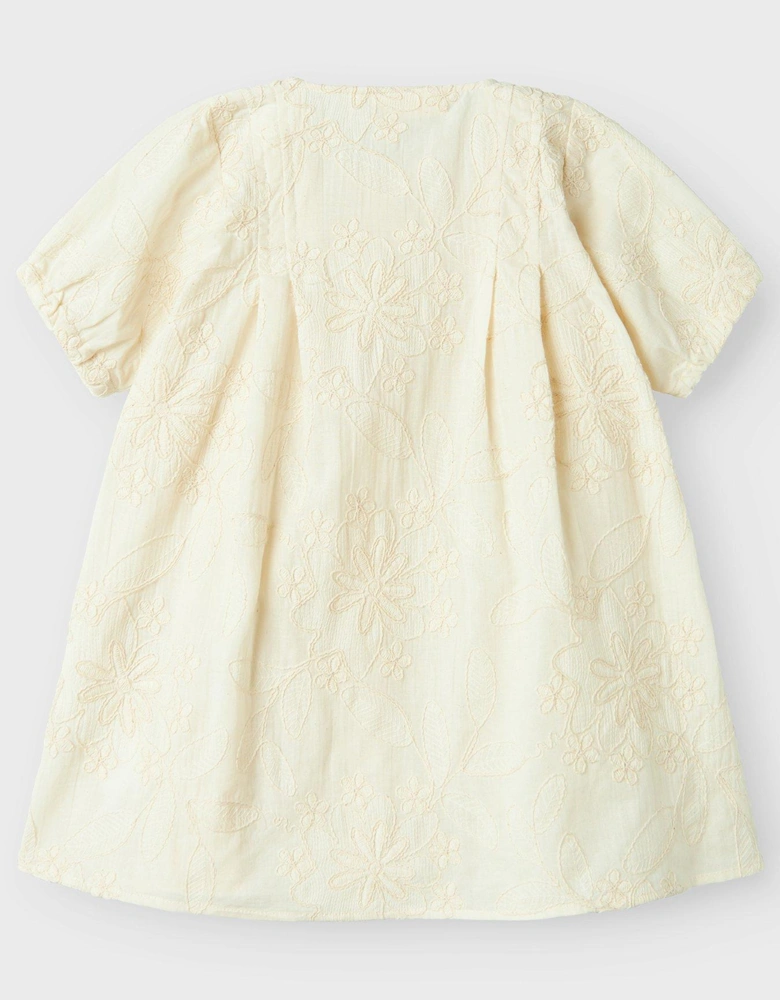 Mini Girls Button Front Short Sleeve Dress - Turtledove