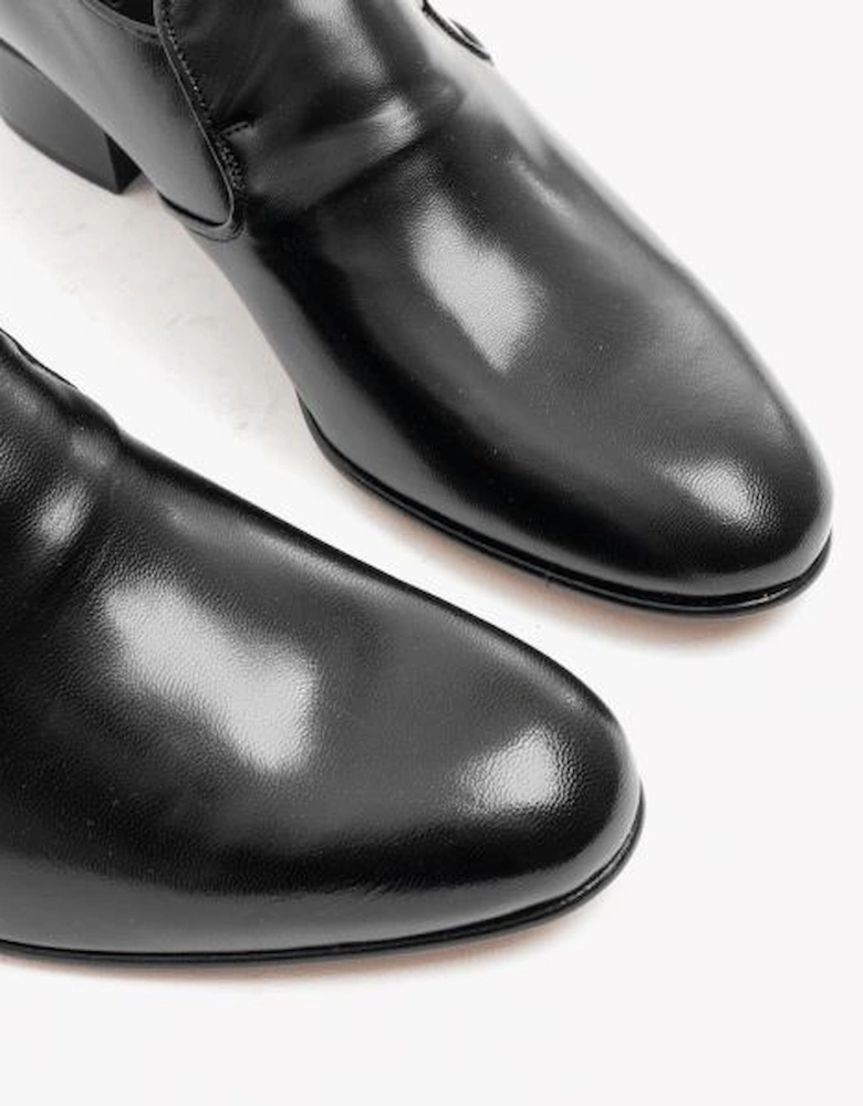 BILBAO Mens Soft Leather Plain Cuban Heel Shoes Black