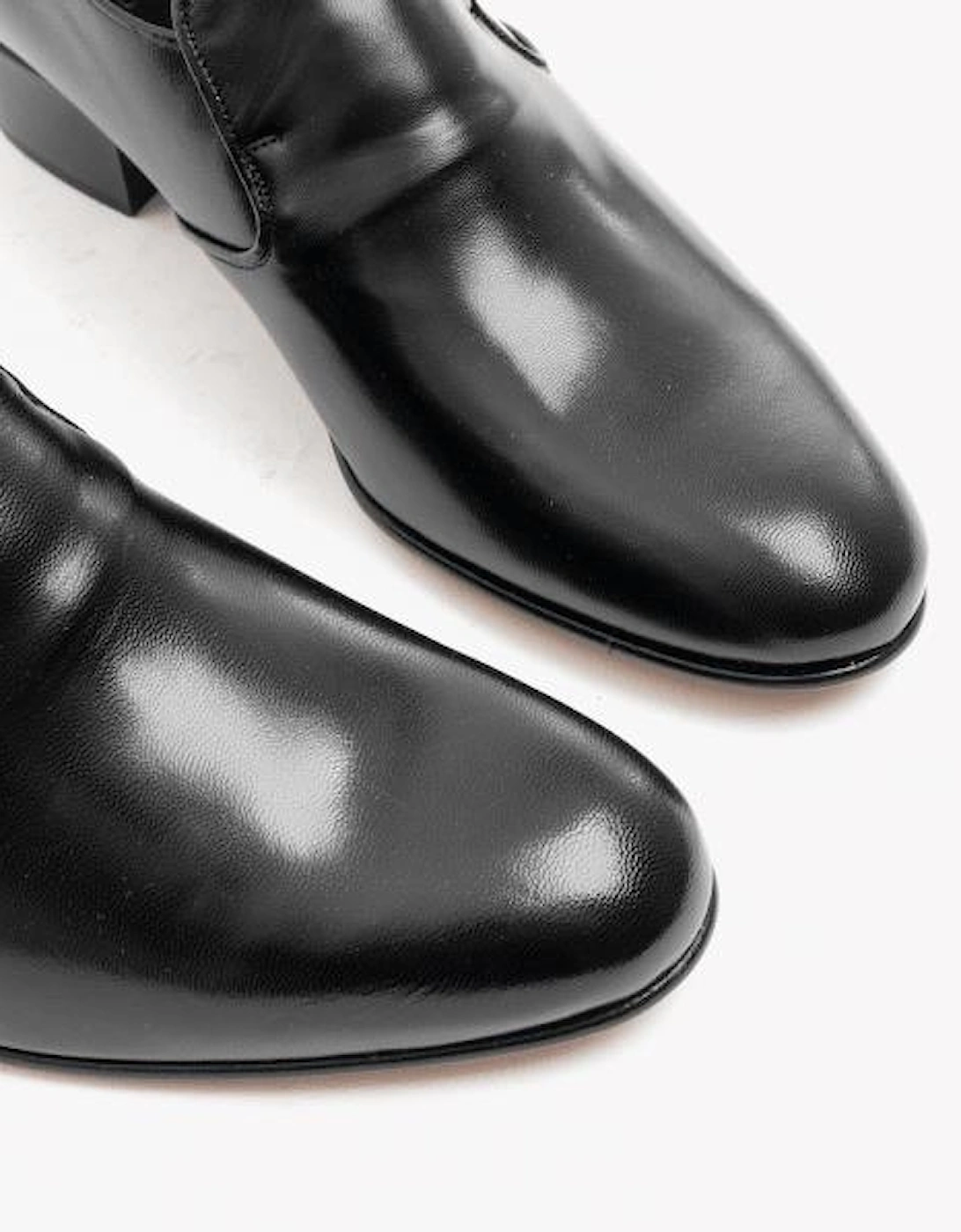 BILBAO Mens Soft Leather Plain Cuban Heel Shoes Black