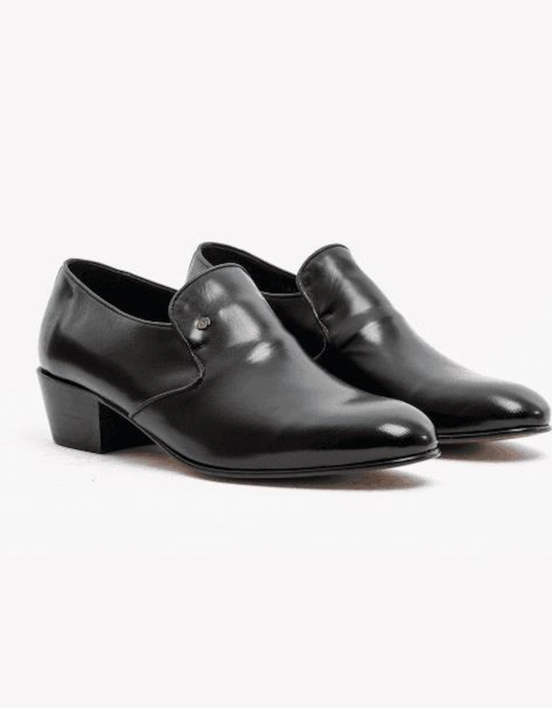 BILBAO Mens Soft Leather Plain Cuban Heel Shoes Black