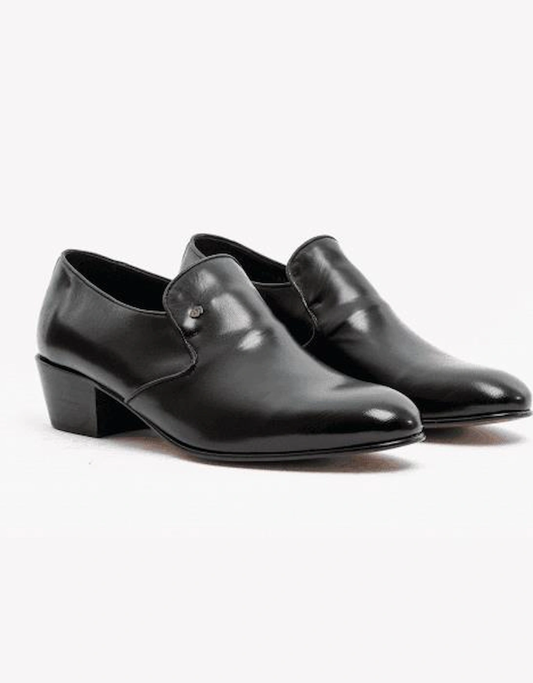 BILBAO Mens Soft Leather Plain Cuban Heel Shoes Black