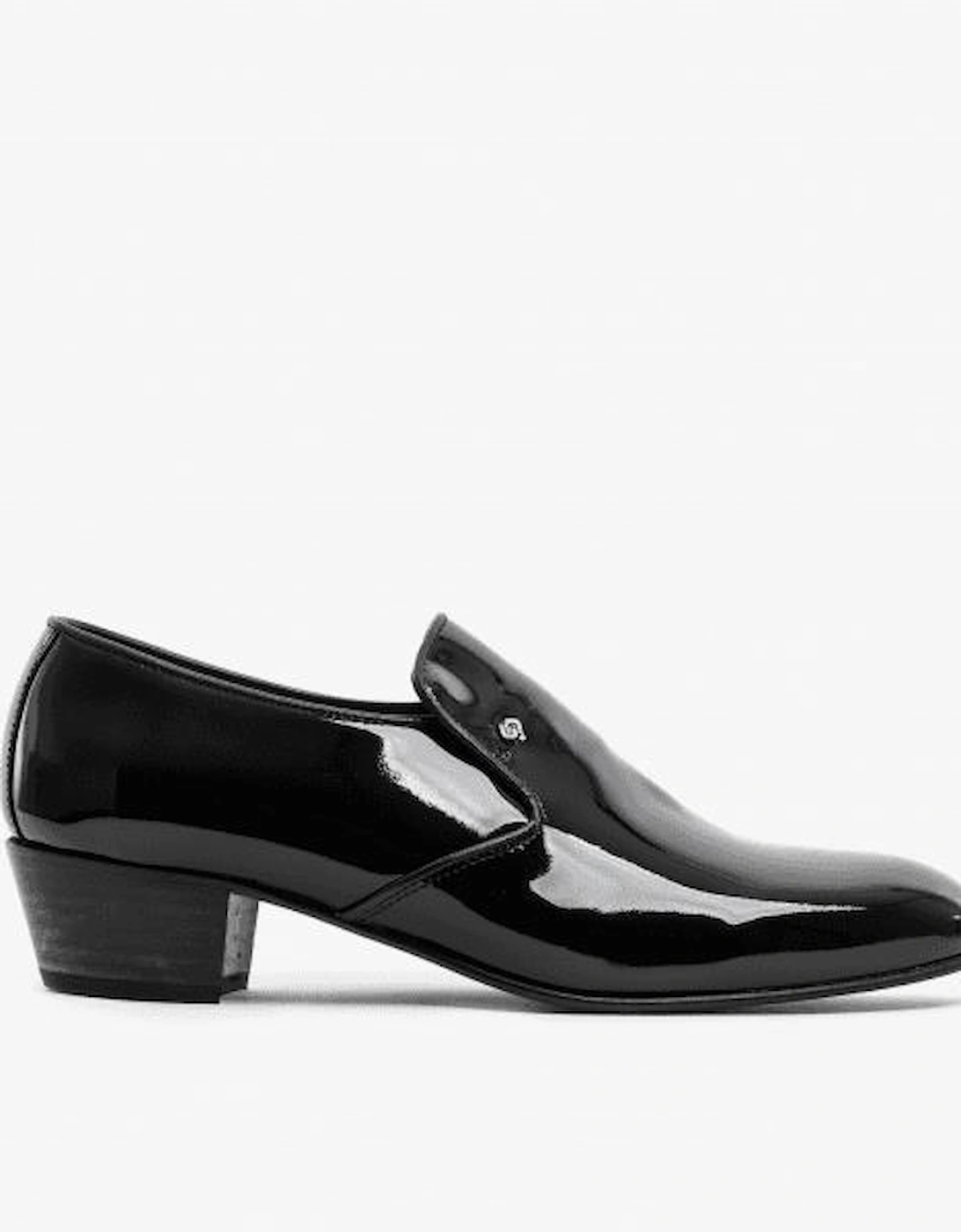 BILBAO Mens Patent Leather Plain Cuban Heel Shoes Black, 9 of 8