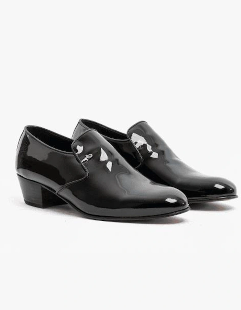 BILBAO Mens Patent Leather Plain Cuban Heel Shoes Black