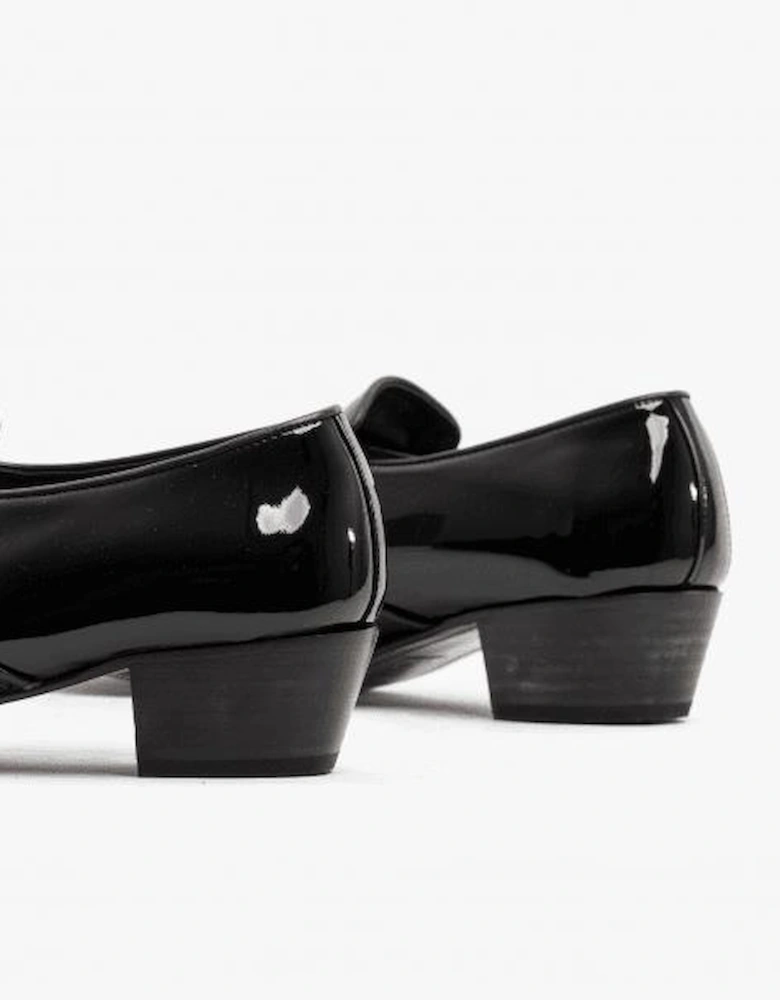 BILBAO Mens Patent Leather Plain Cuban Heel Shoes Black