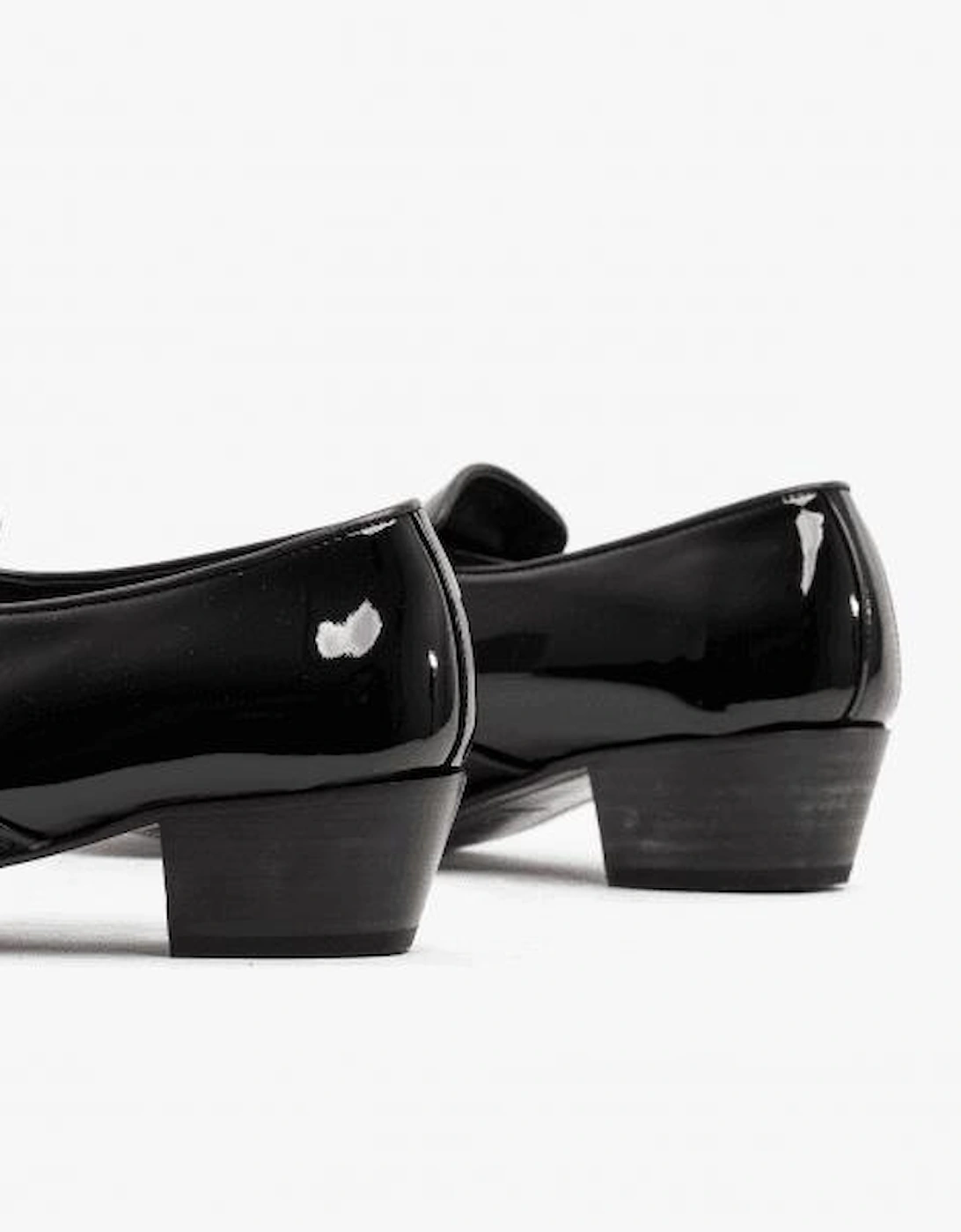 BILBAO Mens Patent Leather Plain Cuban Heel Shoes Black