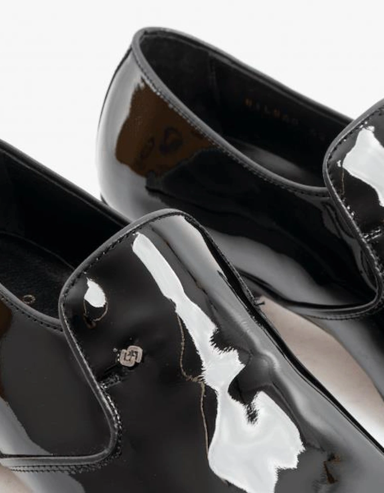 BILBAO Mens Patent Leather Plain Cuban Heel Shoes Black