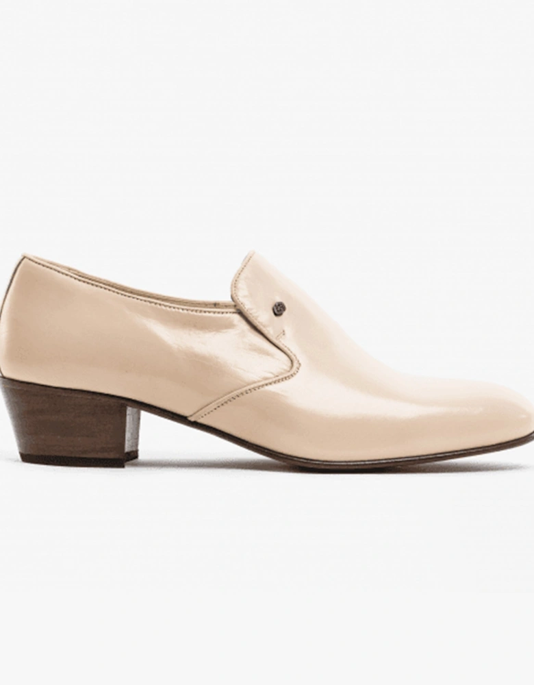 BILBAO Mens Soft Leather Plain Cuban Heel Shoes Ivory
