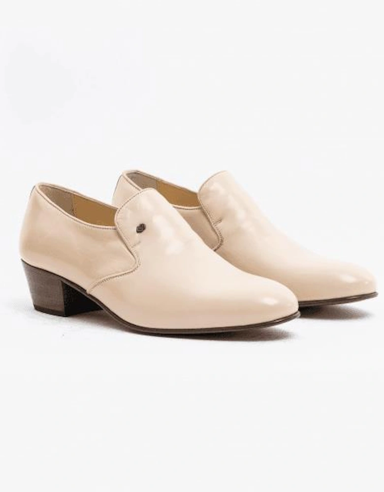 BILBAO Mens Soft Leather Plain Cuban Heel Shoes Ivory
