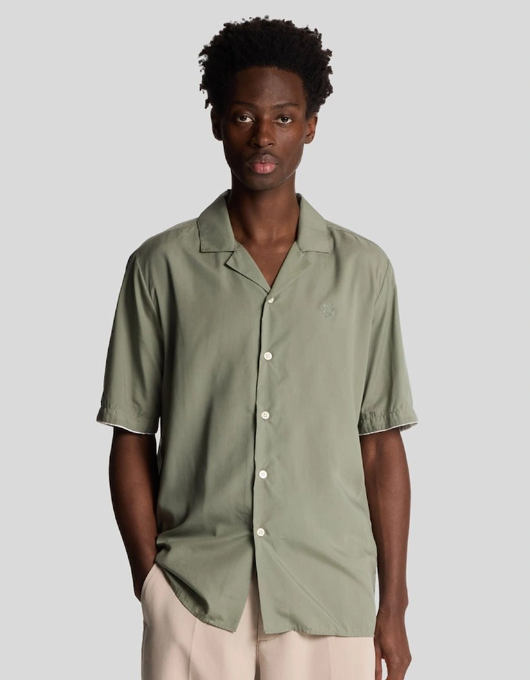 Lyle And Scott Men's Green Contrast Cuff Shirt  Regular/34 Xs