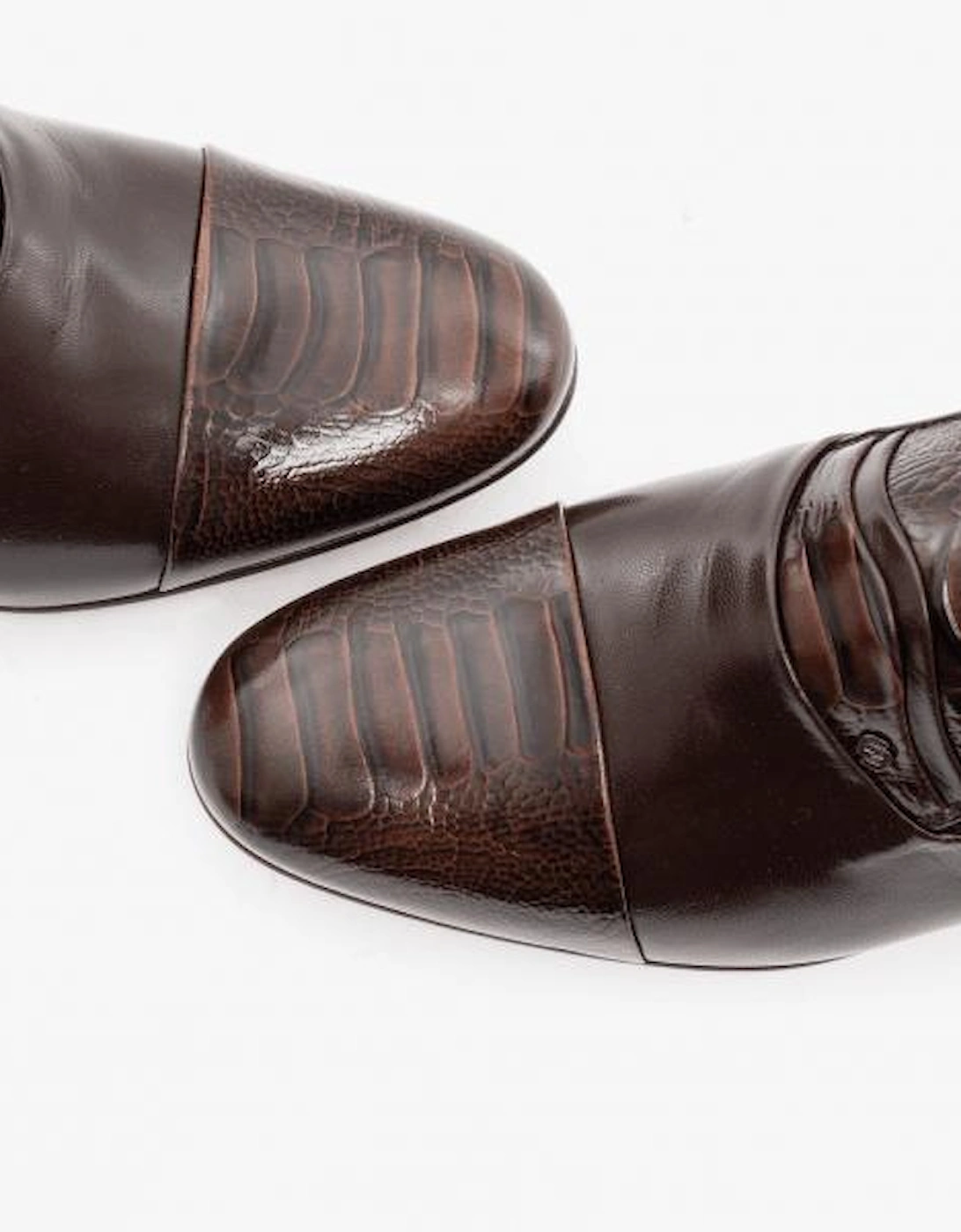 VALENCIA Mens Soft Leather Reptile Cuban Heel Shoes Dark Brown