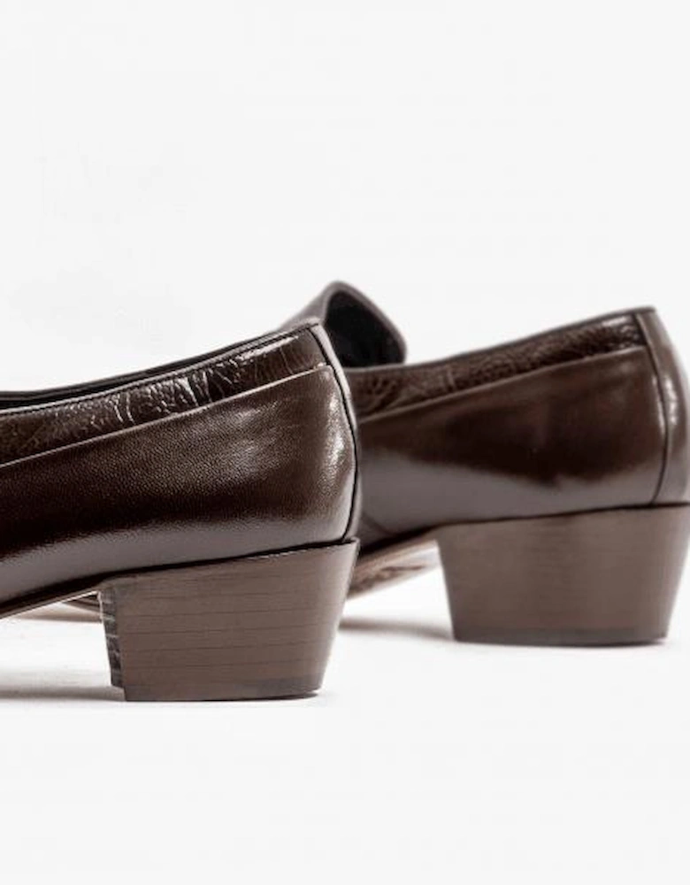 VALENCIA Mens Soft Leather Reptile Cuban Heel Shoes Dark Brown