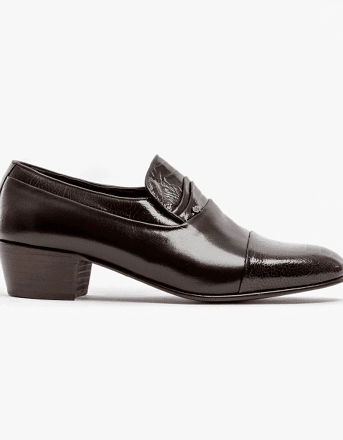 VALENCIA Mens Soft Leather Reptile Cuban Heel Shoes Dark Brown, 9 of 8