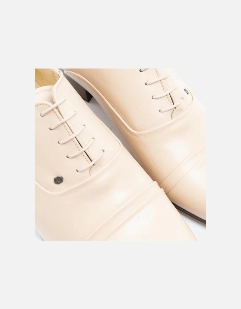 CORDOBA Mens Soft Leather Lace Up Cuban Heel Oxford Shoes Ivory