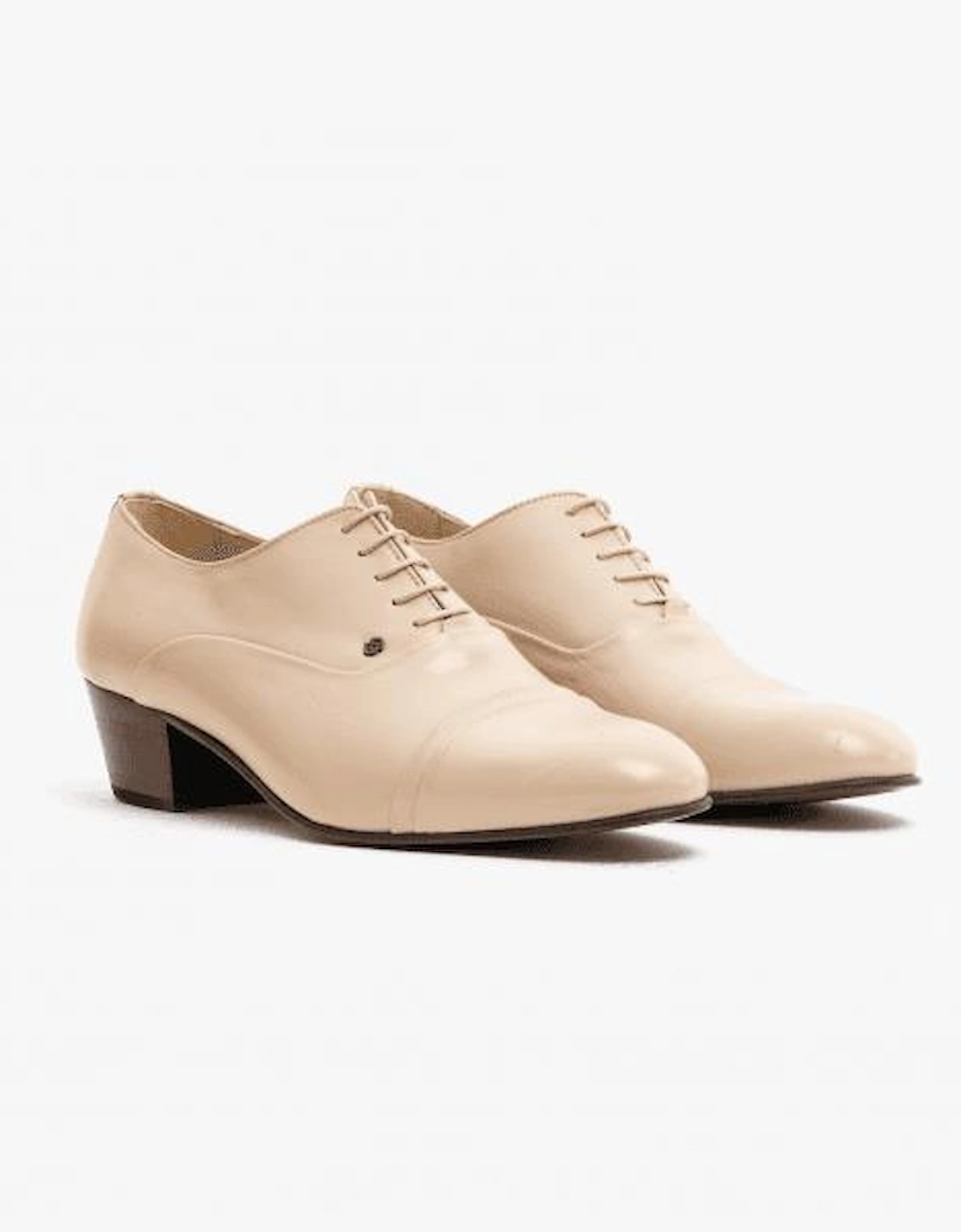 CORDOBA Mens Soft Leather Lace Up Cuban Heel Oxford Shoes Ivory