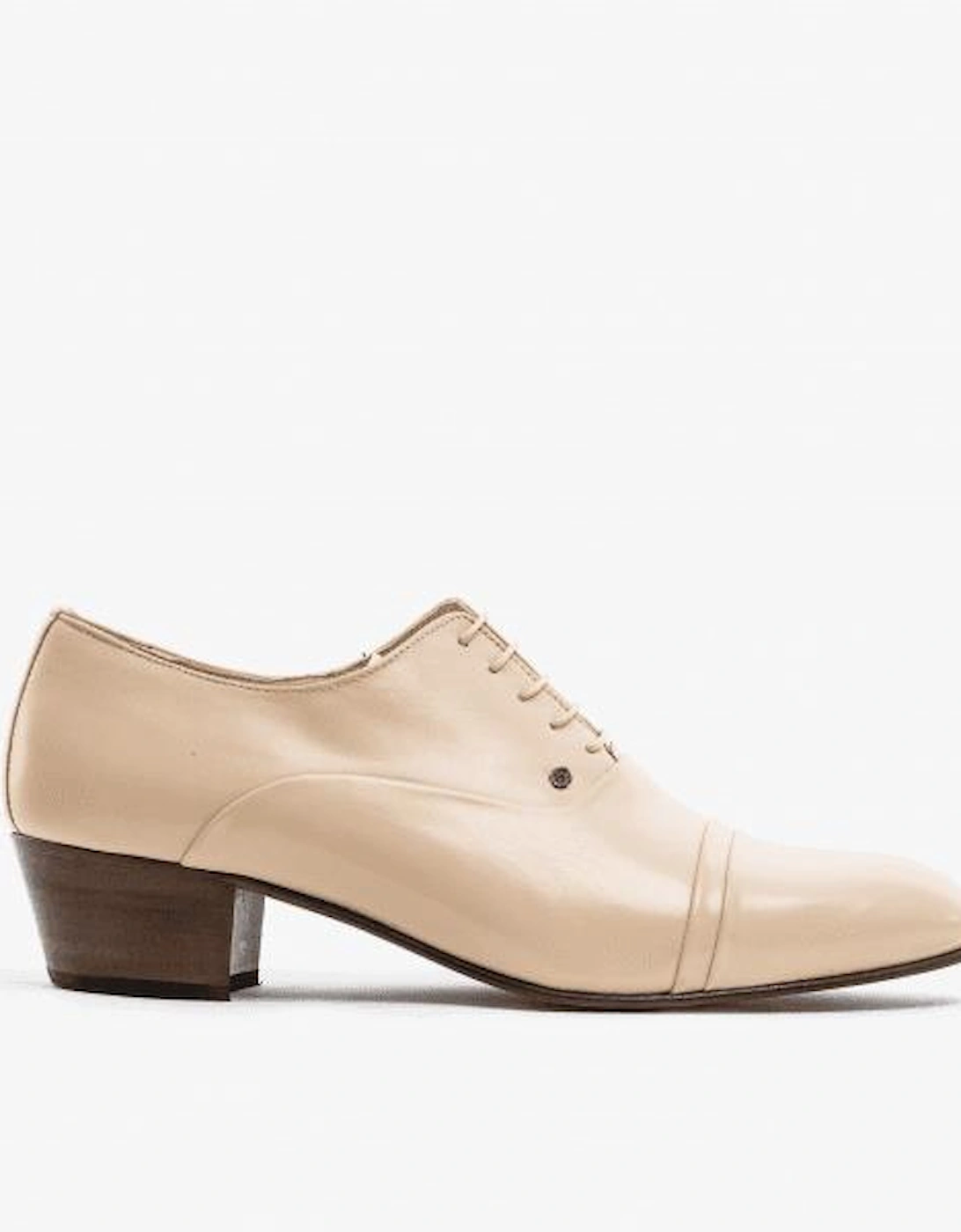 CORDOBA Mens Soft Leather Lace Up Cuban Heel Oxford Shoes Ivory, 10 of 9