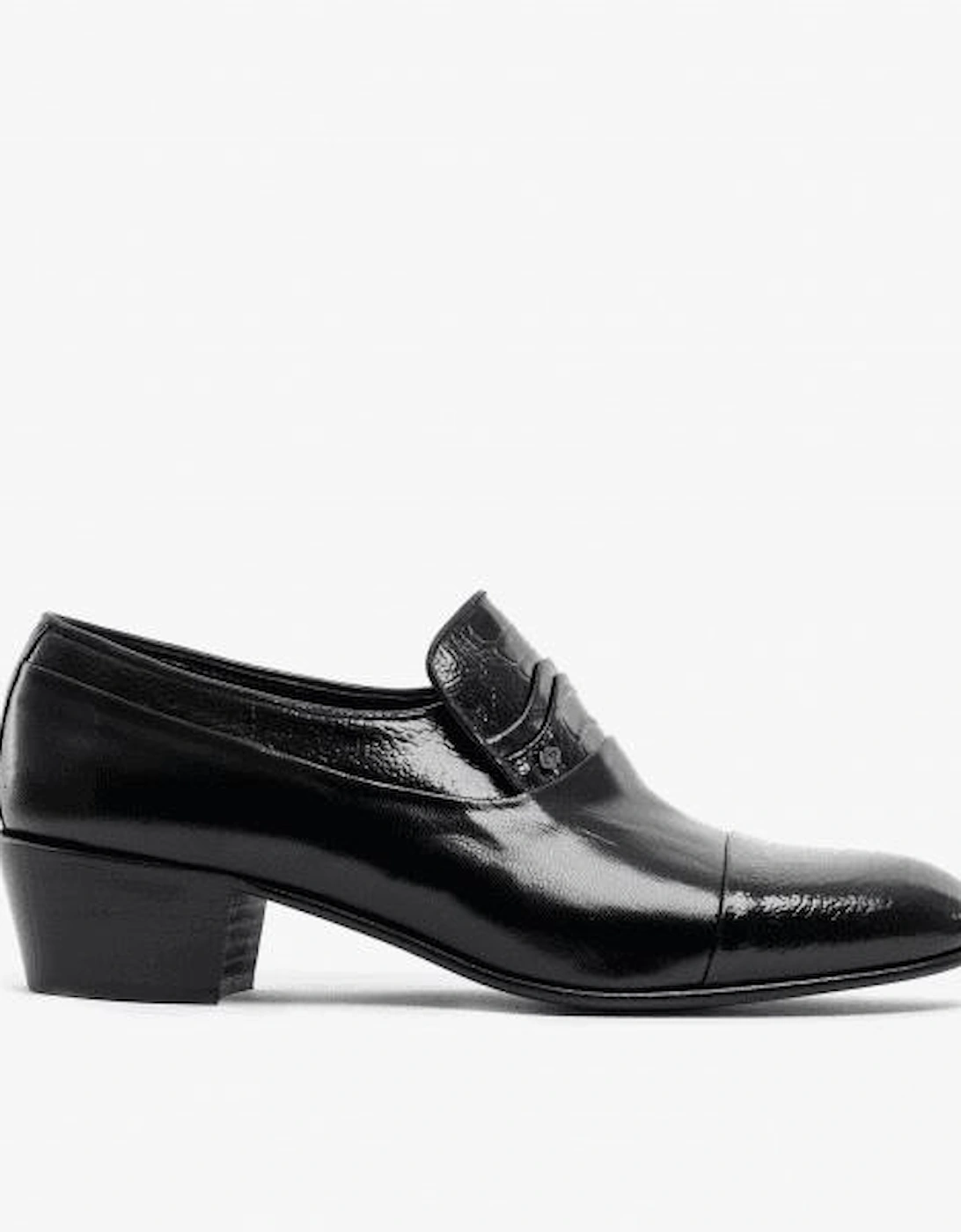 VALENCIA Mens Soft Leather Reptile Cuban Heel Shoes Black, 9 of 8