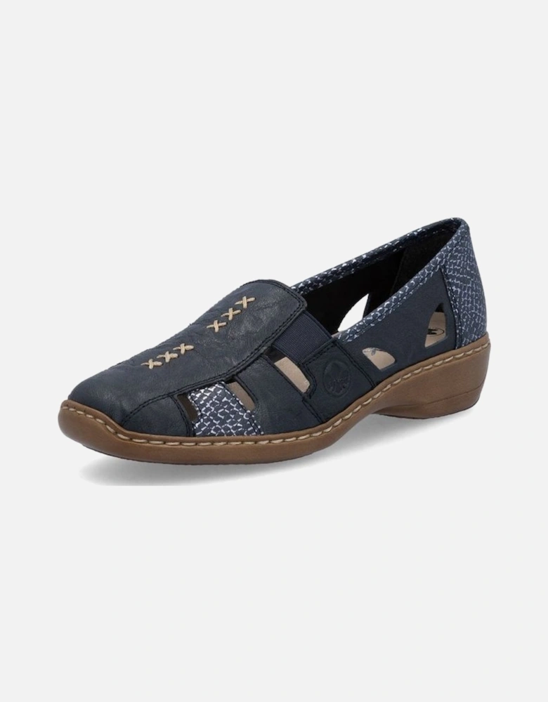 41385-15 in blue Ladies summer slip on shoe