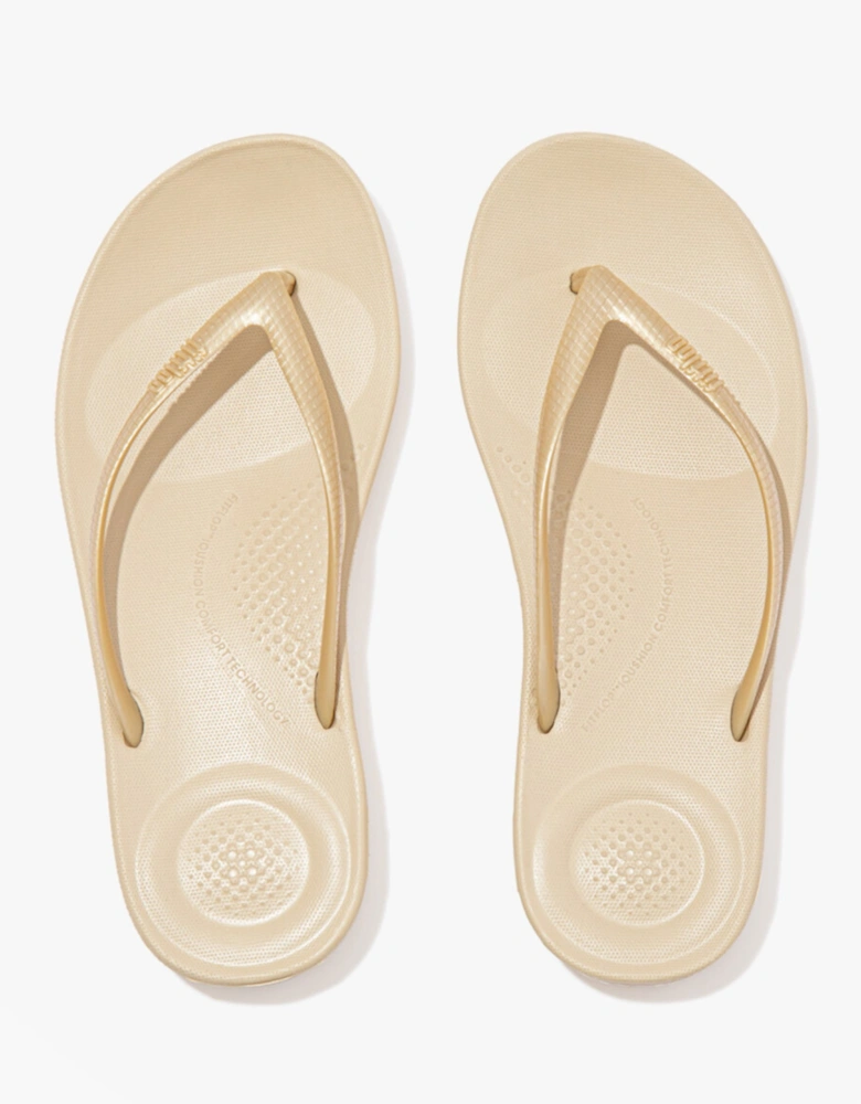 IQUSHION Womens Flip Flops Gold
