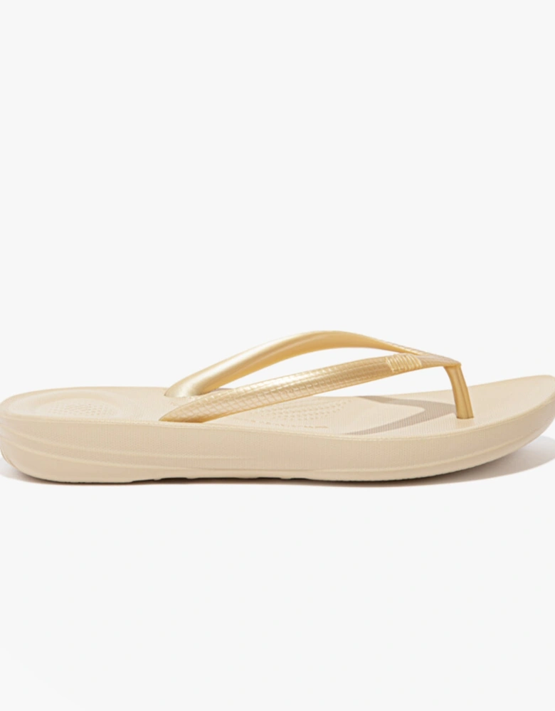 IQUSHION Womens Flip Flops Gold