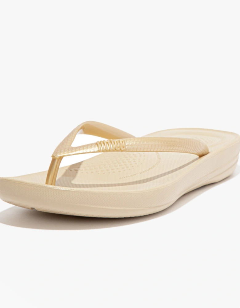 IQUSHION Womens Flip Flops Gold