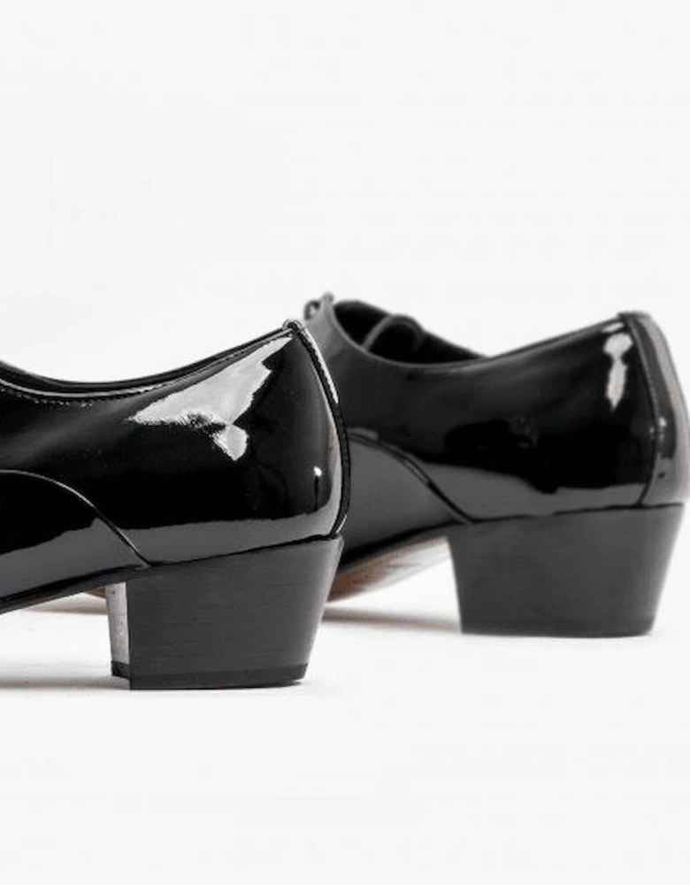 CORDOBA Mens Patent Leather Lace Up Cuban Heel Oxford Shoes Black