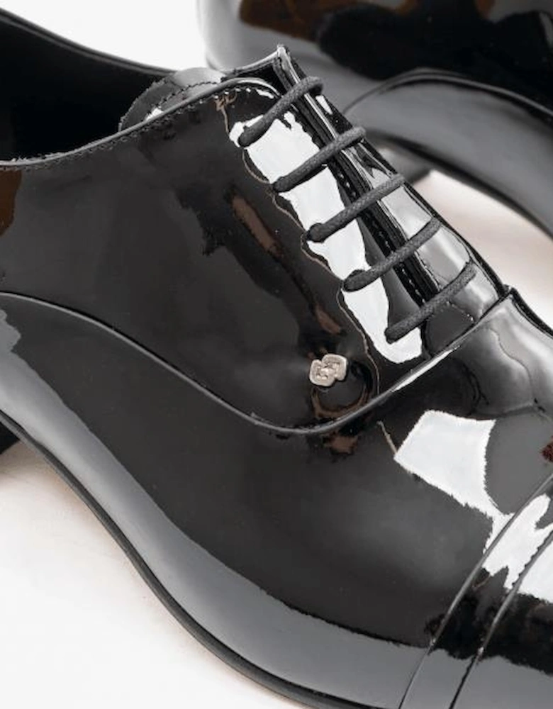 CORDOBA Mens Patent Leather Lace Up Cuban Heel Oxford Shoes Black