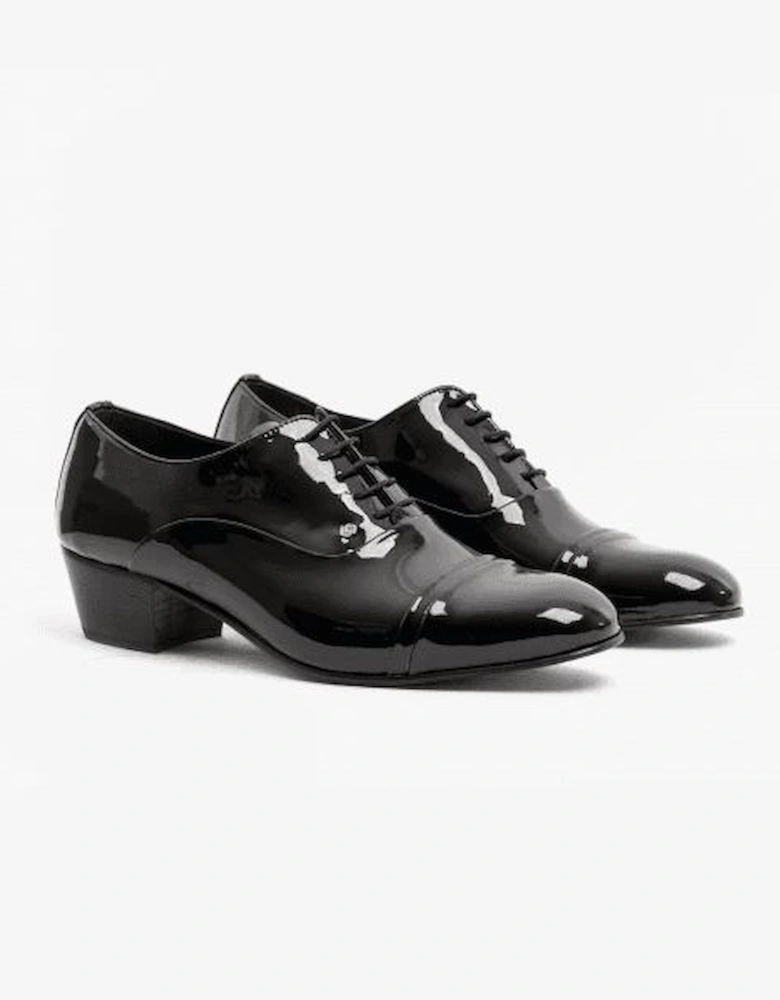 CORDOBA Mens Patent Leather Lace Up Cuban Heel Oxford Shoes Black