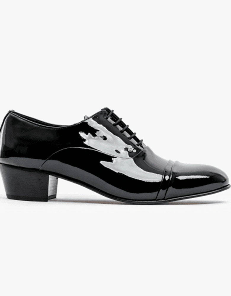 CORDOBA Mens Patent Leather Lace Up Cuban Heel Oxford Shoes Black