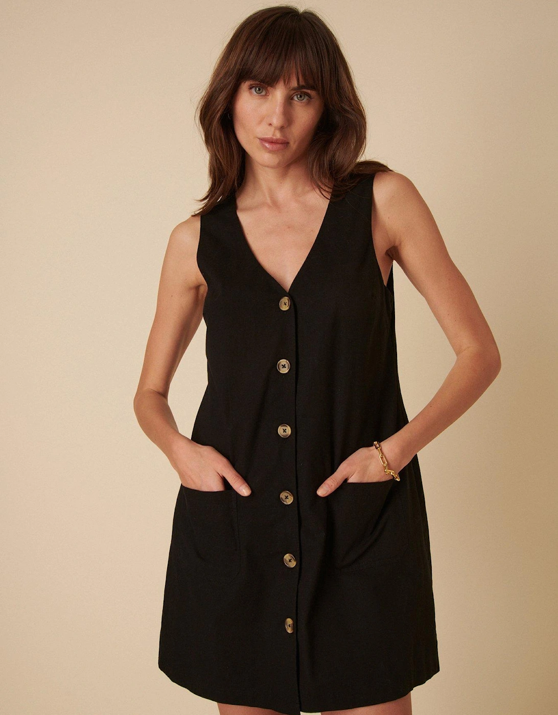 Claudette Pinny Mini Dress - Black