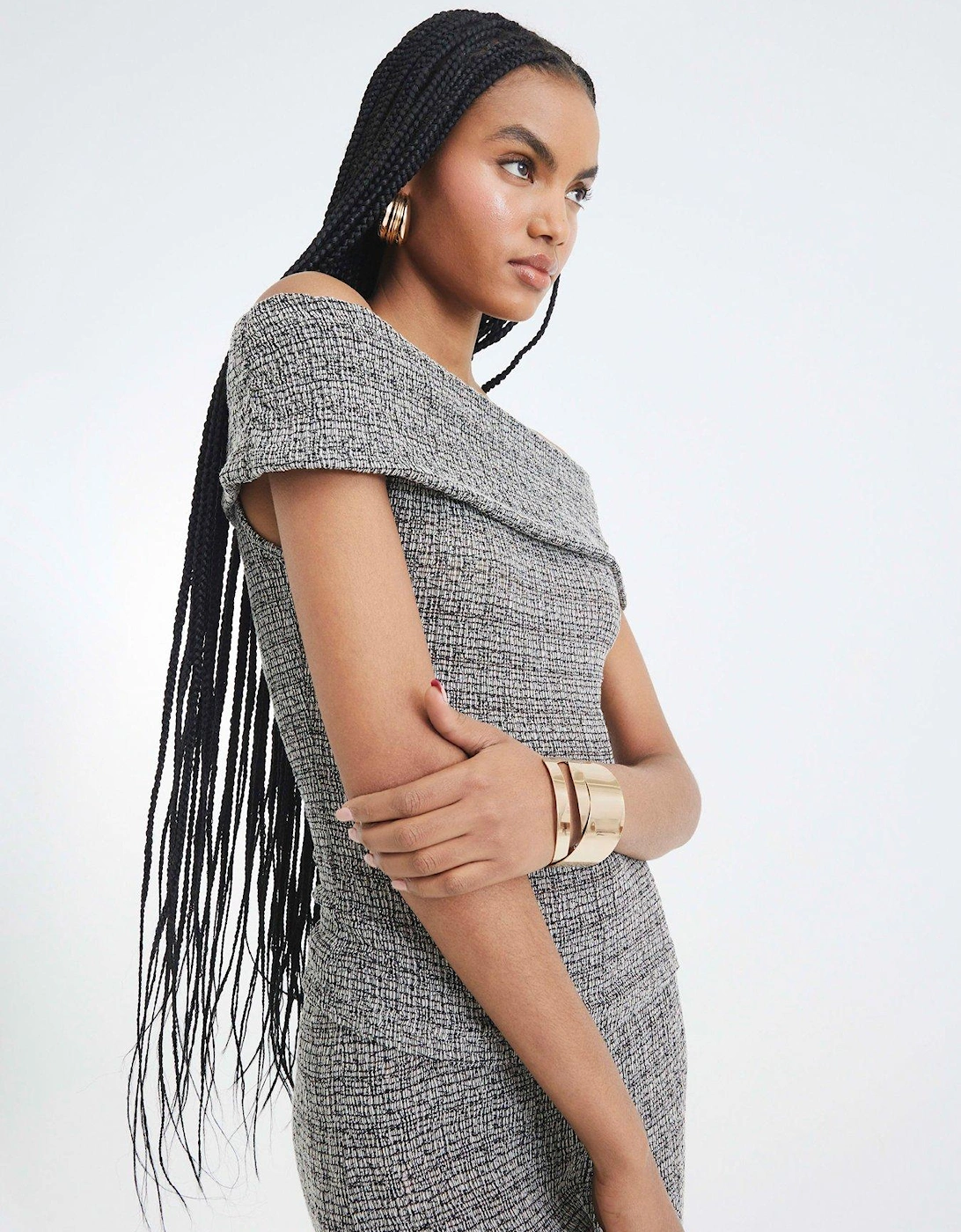 Bardot Textured Top Set - Light Grey