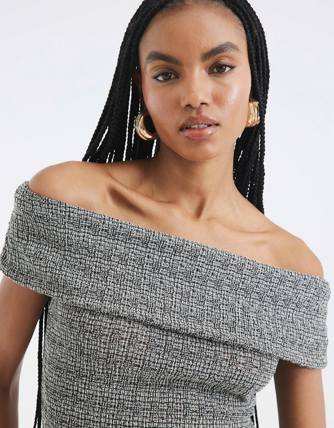 Bardot Textured Top Set - Light Grey