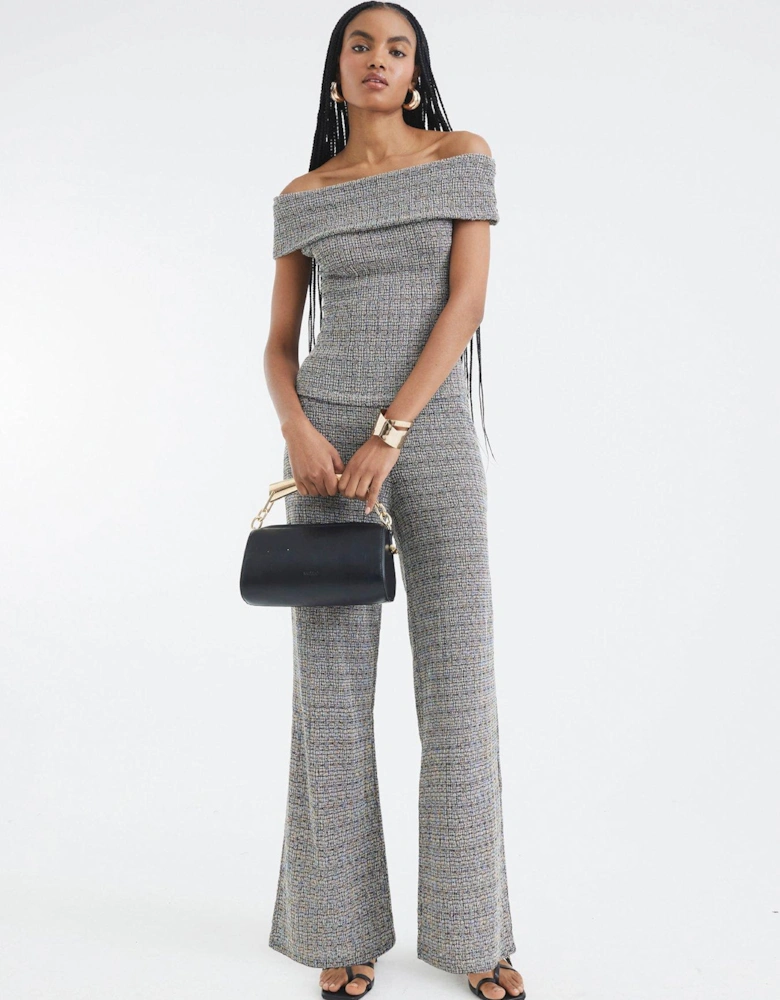 Bardot Textured Top Set - Light Grey