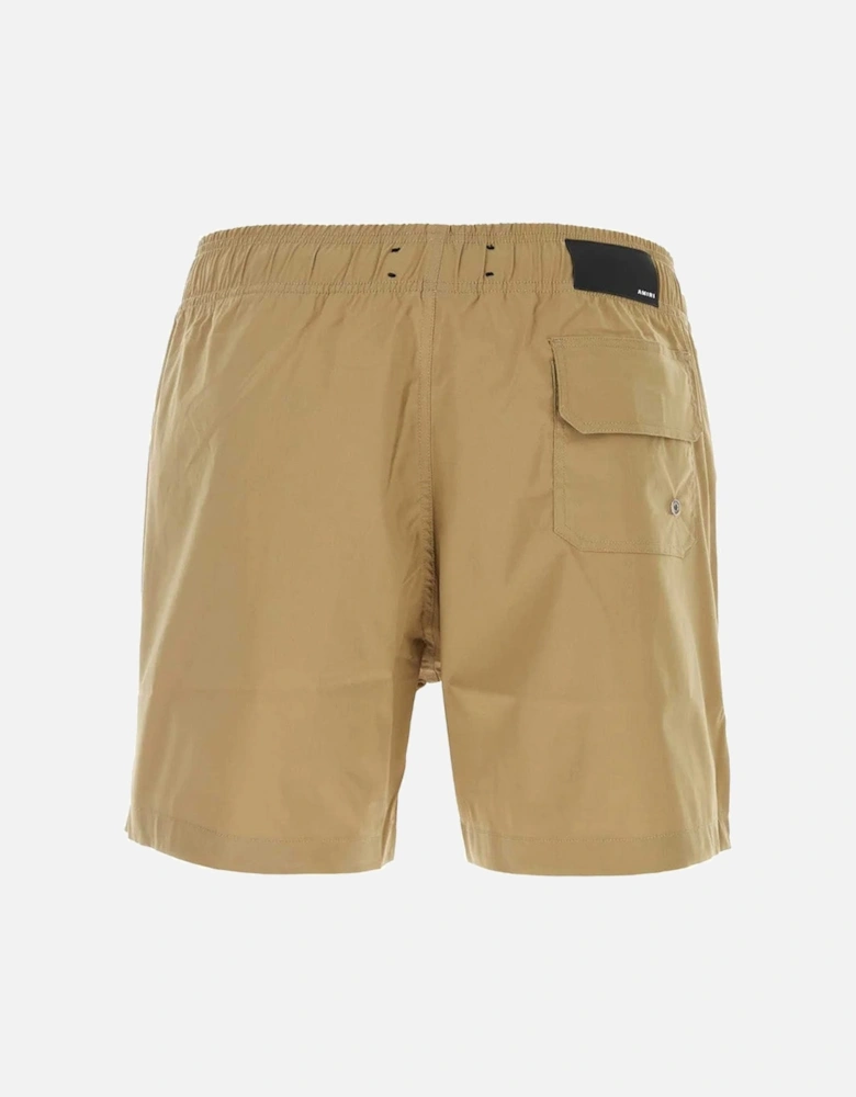 Core Printed Logo Swim Shorts in Tan/Brown