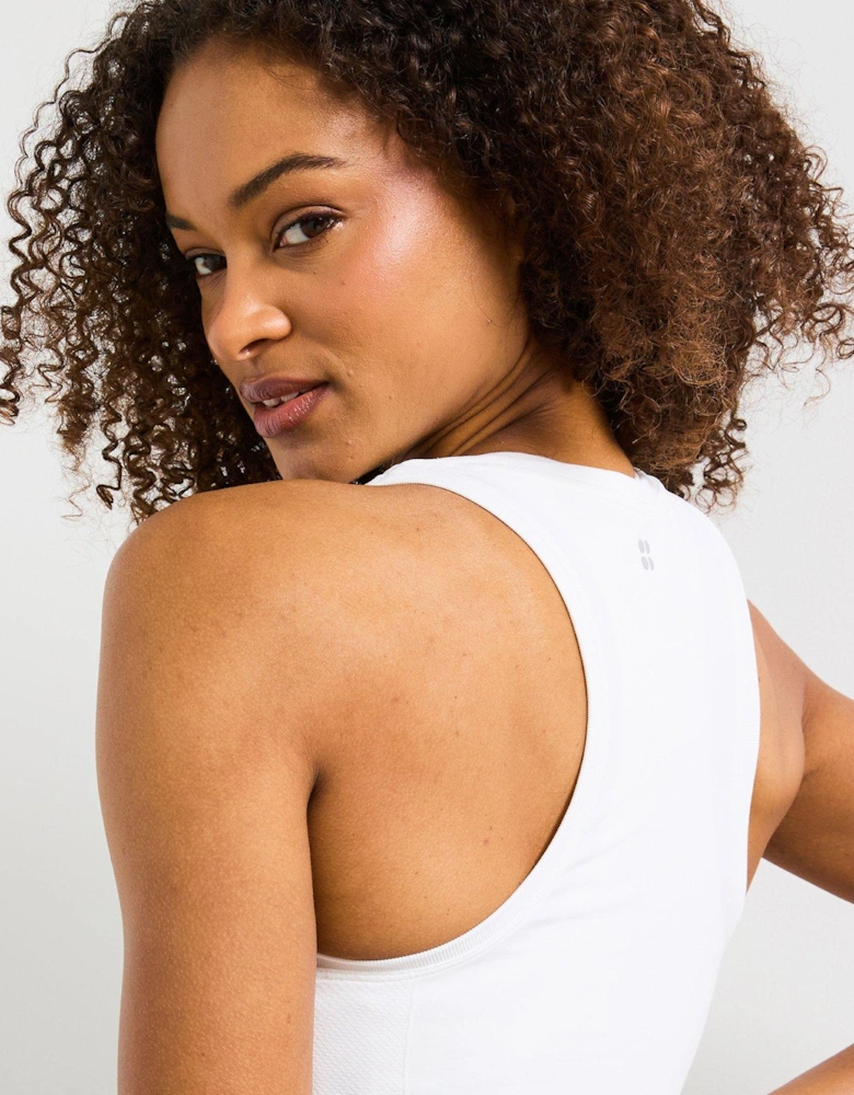 Womens Training Athlete Crop Seamless Workout Tank Top - White