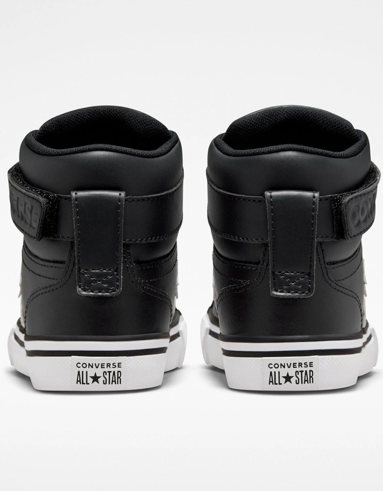 Kids Pro Blaze Strap Leather Hi Top Trainers - Black/White