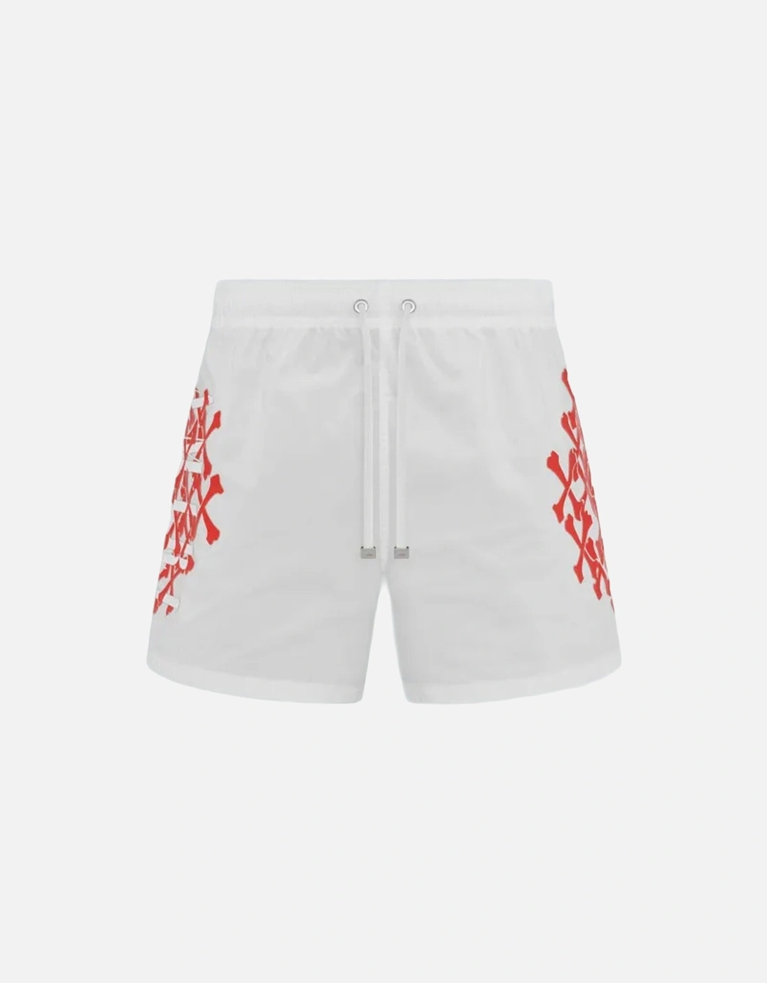Bones Printed Swim Shorts in White, 6 of 5