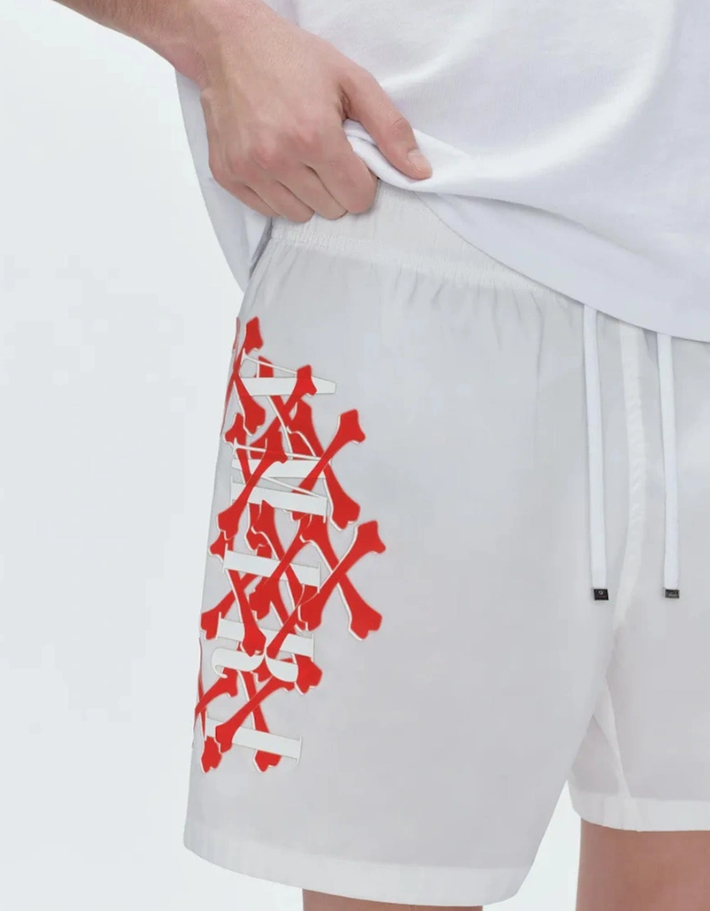 Bones Printed Swim Shorts in White