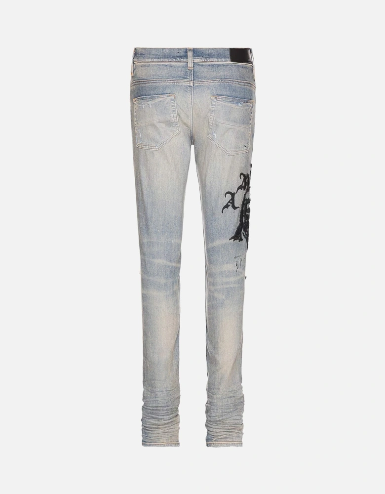 Wes Lang Reaper Logo Clay Indigo Jeans in Blue