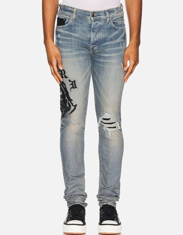 Wes Lang Reaper Logo Clay Indigo Jeans in Blue