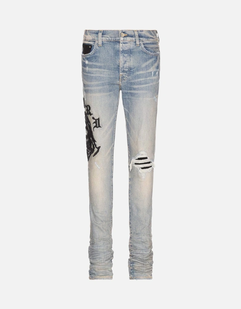 Wes Lang Reaper Logo Clay Indigo Jeans in Blue